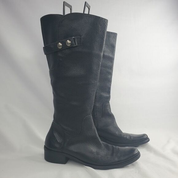 6.5 MATISSE Brazil * BLACK pebbled LEATHER ADJUSTABLE RIDING BOOTS 6 - Picture 2 of 15